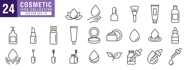 Vector of cosmetic icon set, cream, skincare, serum, acid, beauty, product, vector EPS 10.