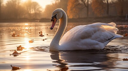 Mute swan in the morning light