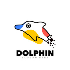 Dolphin pixel symbol color logo