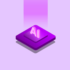 Illustration vector graphic of isometric artificial intelligence purple.