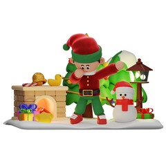 3d boy character christmas Showing a Dab pose