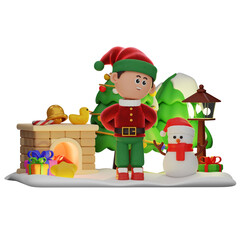 3d boy character christmas Stand pose
