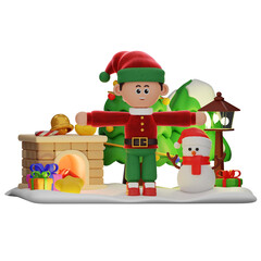 3d boy character christmas T pose