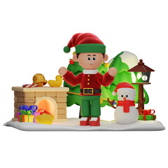 3d boy character christmas Confused pose