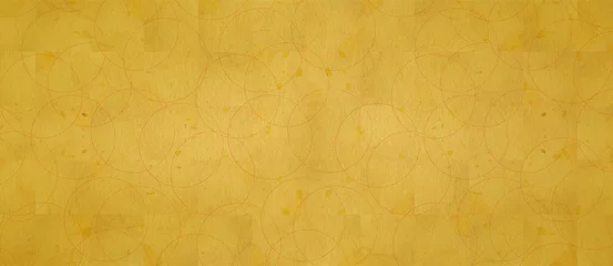 Foto op Canvas 日本伝統の金の和紙素材に丸型デザインのワイド背景素材 © skyhigh.ring