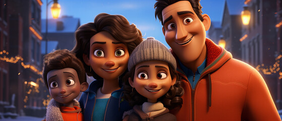 Obraz premium happy family mother father and kids at home on couch