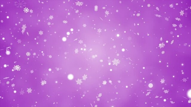 Pink Christmas Snowflakes Background. Snowfall Background.  Winter Christmas Background. Seamless Loop