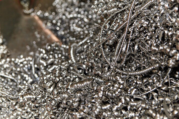 Industrial Metal Shavings and Scraps Texture Close-Up