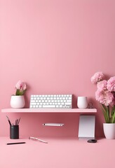 Simple Elegance 3D Render of a Sleek Laptop in a Minimalistic Setup