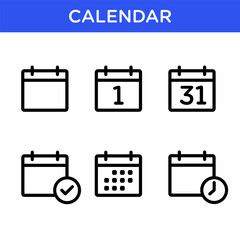Calendar icon in outline style. Suitable for reminder and scheduler design element.