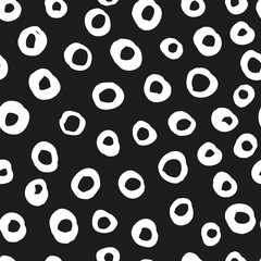 Monochrome polka dots seamless pattern