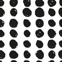 Abstract hand drawn geometric spot seamless pattern.