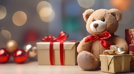 Christmas Teddy Bear with Gifts