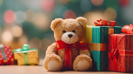 Christmas Teddy Bear with Gifts