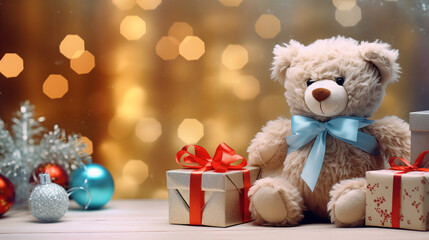 Christmas Teddy Bear with Gifts