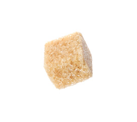 One brown sugar cube isolated on white