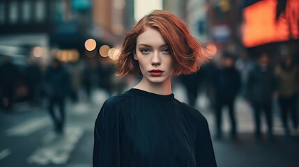 Portrait of a gen z young girl in city 