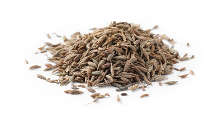 Heap of aromatic caraway (Persian cumin) seeds isolated on white