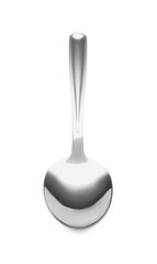 One new shiny spoon isolated on white
