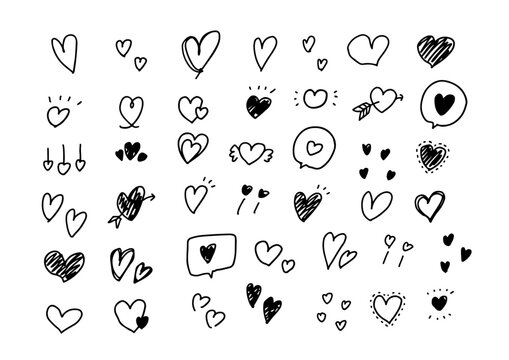 手書き　色々なハート　セット