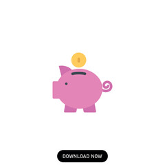 money box icon vector, pig money box icon, editable stroke EPS 10. on white background