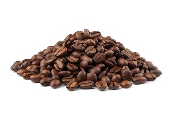 Roasted coffee beans isolated on white. coffee beans border isolated on white background. roasted coffee beans close up. 