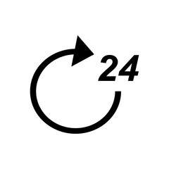 24 Hours Icon. Customer Service Time Symbol - Vector.