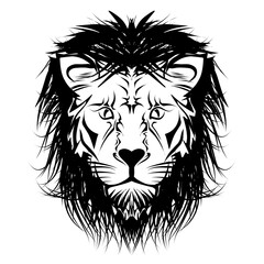 Illustration of tribal lion head sticker. Perfect for tattoos, stickers, hats, clothes, logos, icons