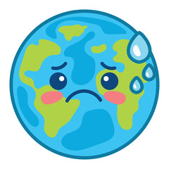 global warming illustration of the world sweating
