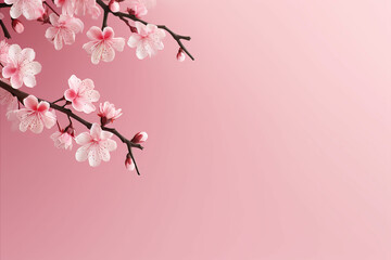 Obraz na płótnie Canvas Beautiful Sakura Blossoms Banner on Soft Pink Background, Tranquil and Elegant Floral Design