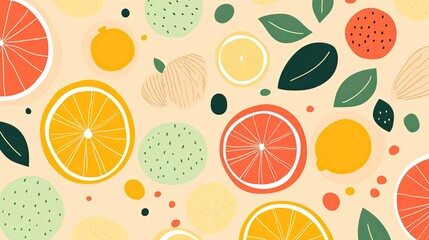 Abstract fruit plant leaf simple shape, minimal botanic eco agriculture concept. Nature illustration fruits background.