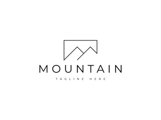 minimal mountain line logo design