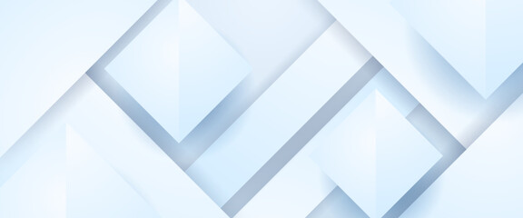 White abstract banner with shapes. Minimalist 3d modern graphic design element for banner, flyer, card, or brochure cover