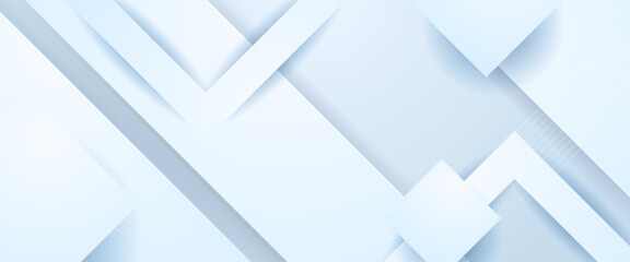 White vector abstract geometrical shape modern banner. Minimalist 3d modern graphic design element for banner, flyer, card, or brochure cover - obrazy, fototapety, plakaty
