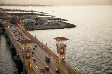 Beautiful view of the Stanley Bridge in Alexandria, Egypt