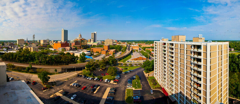 Panoramic View of Fort Wayne Cityscape Modern and Traditional Architecture