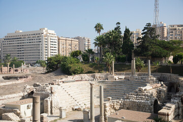 Beautiful view of The Roman amphitheater in Alexandria, Egypt