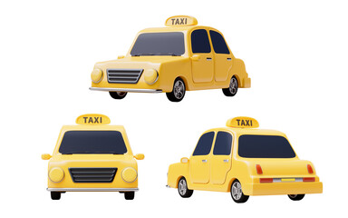 3D cartoon style taxi car, 3d rendering.