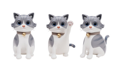 3D cartoon style cute cat, 3d rendering.
