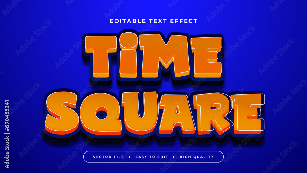 Poster Blue and orange time square 3d editable text effect - font style