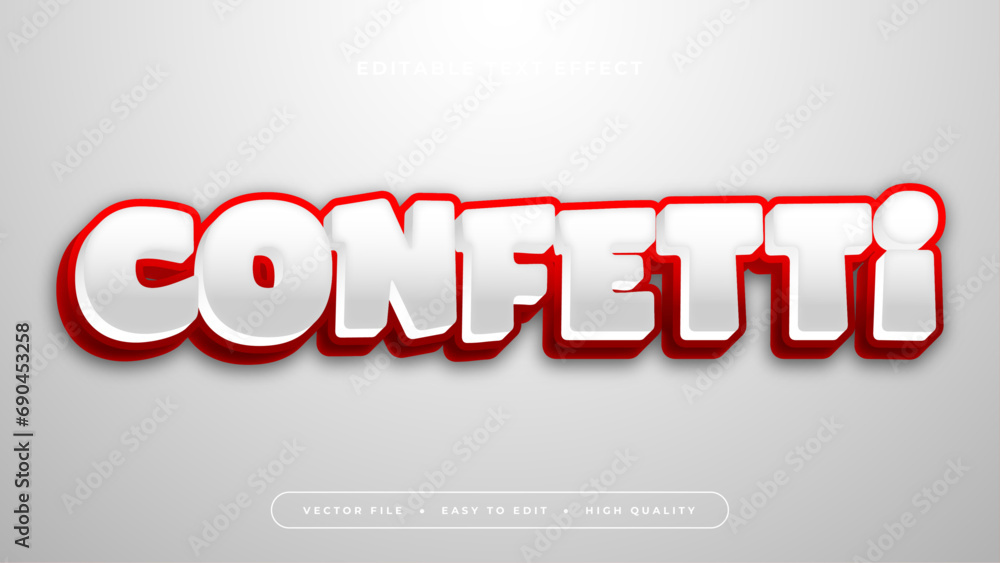 Poster Gray grey and red confetti 3d editable text effect - font style