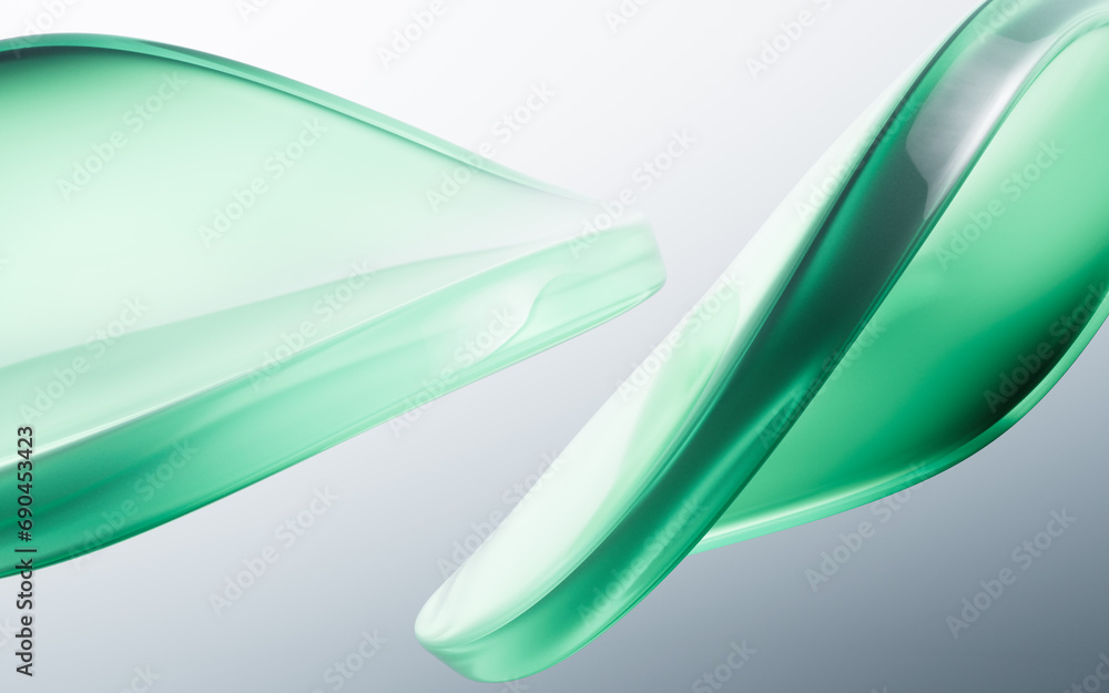 Poster gradient green transparent geometry background, 3d rendering.