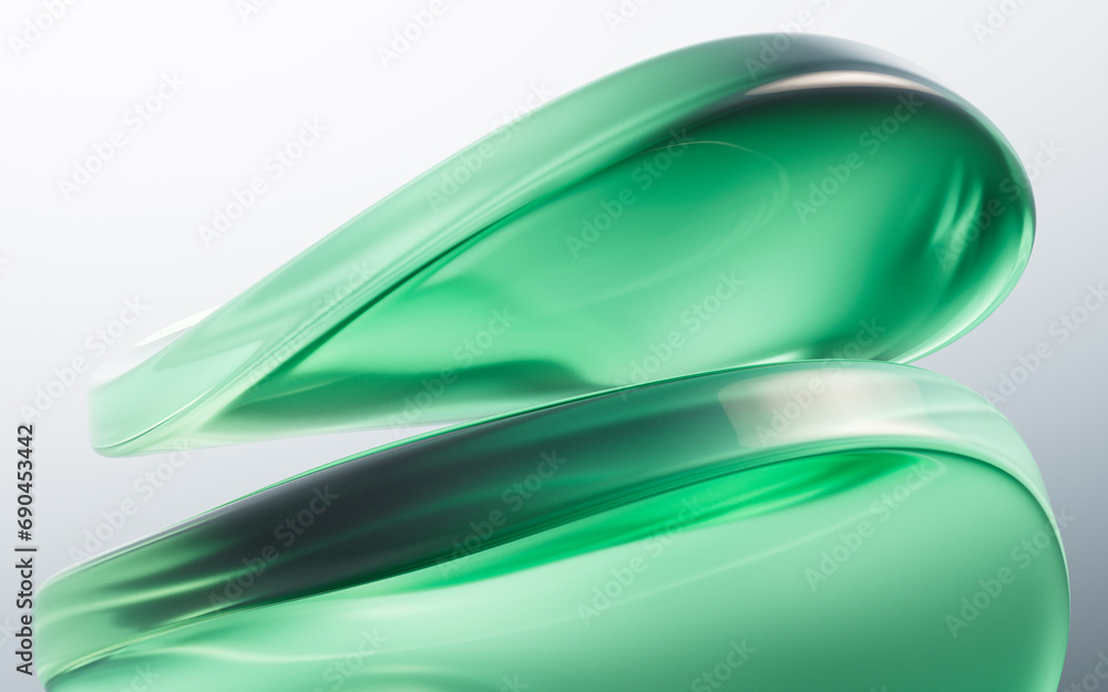 Poster gradient green transparent geometry background, 3d rendering.
