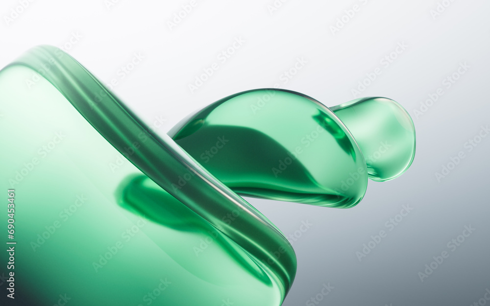 Poster gradient green transparent geometry background, 3d rendering.