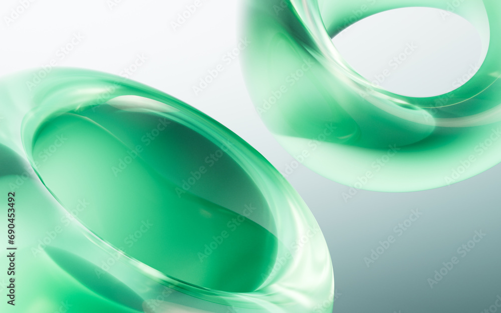 Poster gradient green transparent geometry background, 3d rendering.