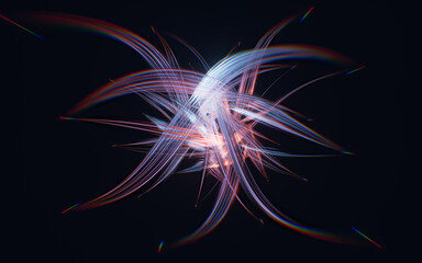 Abstract glowing neon lines background, 3d rendering.