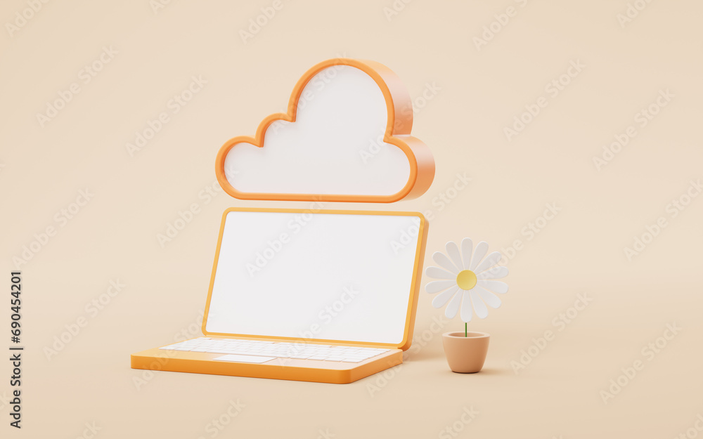 Aufkleber cloud computing and office, 3d rendering.
