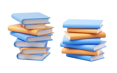 Stack of books with cartoon style, 3d rendering.