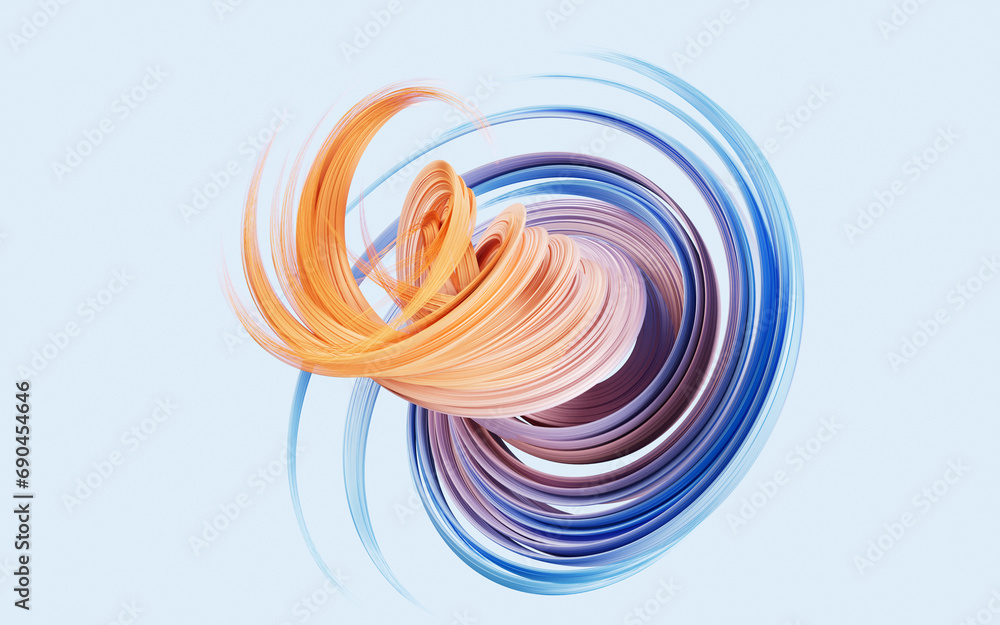 Poster flowing curve lines background, 3d rendering.