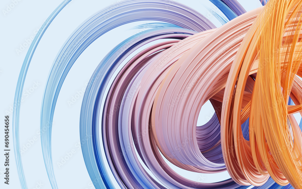 Poster flowing curve lines background, 3d rendering.